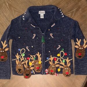 Women’s Heirloom Reindeer Holiday Cardigan Size 16